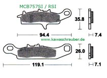 Rennsport Bremsbeläge vorne links Kawasaki KFX450