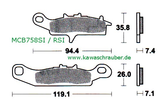 Rennsport Bremsbeläge vorne rechts Kawasaki KFX450