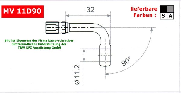 Varioflex Fitting MV11D90 lose diverse Farben incl. Dichtungen (Paar)