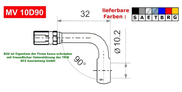 Varioflex Fitting MV10D90 lose diverse Farben incl. Dichtungen (Paar)