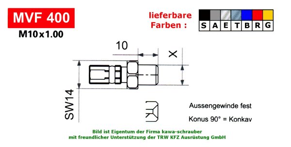 Varioflex Fitting MVF400 zur Festmontage diverse Farben incl. Dichtungen (Paar)