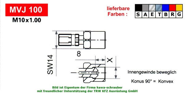 Varioflex Fitting MVJ100 lose diverse Farben incl. Dichtungen (Paar)