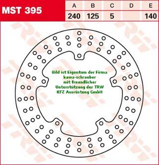 140/125/240 MST395 Bremsscheibe von TRW mit ABE