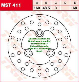 68/48,5/160 MST411 Bremsscheibe von TRW mit ABE