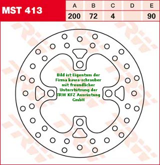 90/72/200 MST413 Bremsscheibe von TRW mit ABE