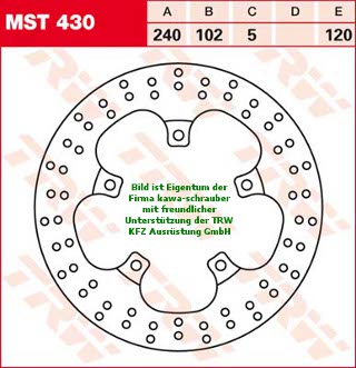 120/102/240 MST430 Bremsscheibe von TRW mit ABE