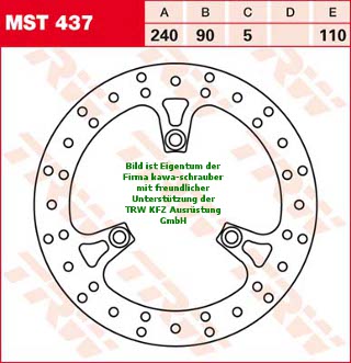 110/90/240 MST437 Bremsscheibe von TRW mit ABE