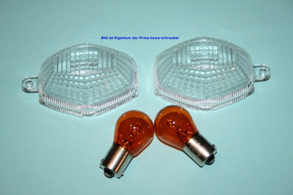 Paar Blinkerglas Klarglas Blinkerkappe mit Birne orange Suzuki DRZ400 GSF600 GSF1200 Bandit GSX-R 750 1000