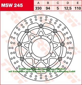 Bremsscheibe vorne von TRW mit ABE für Honda CBR954RR Fireblade Typ SC50 Bj. 2002-2003