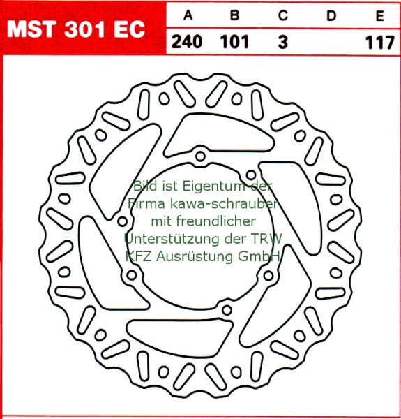 117/101/240 MST301EC Bremsscheibe offroad von TRW mit ABE