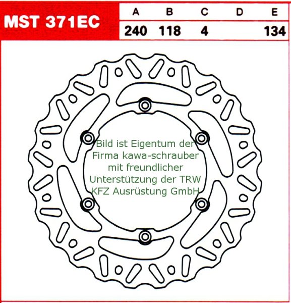 134/118/240 MST371EC Bremsscheibe offroad von TRW mit ABE