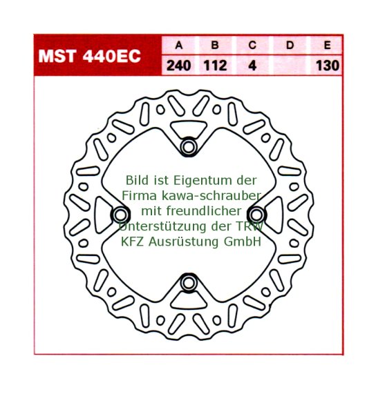 130/112/240 MST440EC Bremsscheibe offroad von TRW mit ABE