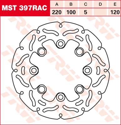 Bremsscheibe hinten von TRW mit ABE für Kawasaki ER-6N ER6N Typen ER650B / ER650D mit ABS