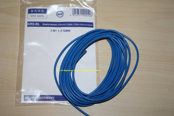 5 Meter Kabel Elektrokabel für Kfz bis maximal 24 Volt 1,5 mm blau