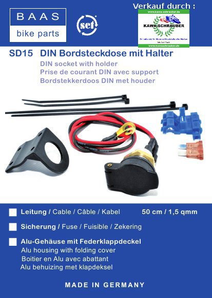 Bordsteckdose klein BAAS SD14 (ehem. SD15) 12 Volt / auch für BMW mit Haltewinkel