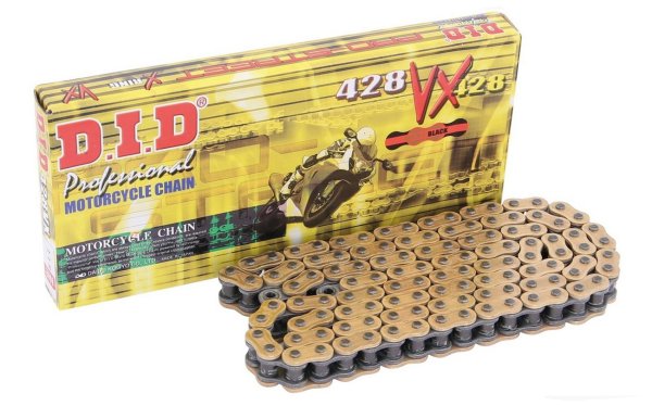 DID Antriebskette Kette 428VX X-Ring Profi-Motorradkette gold-schwarz