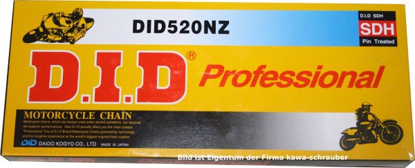 DID Antriebskette Kette 520NZ Professional Motorradkette schwarz nicht gedichtet