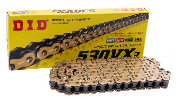 DID Antriebskette Kette 530VX3 X-Ring Profi-Motorradkette gold-schwarz