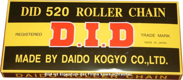 DID Antriebskette Kette 520 Standard Motorradkette schwarz nicht gedichtet bis 34PS