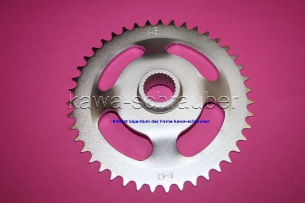 Kettenblatt / Ritzel hinten 43 Zähne Aprilia RS50 Extrema 6V Bj. 1995-1998 (geänderte Übersetzung)