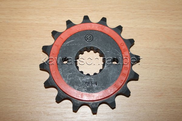 Ritzel vorne gummiert 16 Zähne Kawasaki GPZ500S Typen EX500A EX500D EX500E (Standard Übersetzung)
