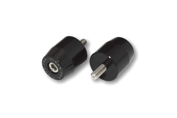 HIGHSIDER Lenkergewichte für 1 Zoll Lenkerendenspiegel, Alu, schwarz eloxiert, für diverse SUZUKI Originallenker, Paar