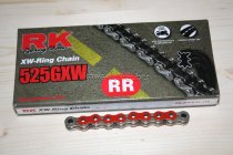 RK racing chain Antriebskette Kette 525GXW RR 525 GXW RR XW-Ring Profi-Motorradkette rennsporttauglich Farbe rot