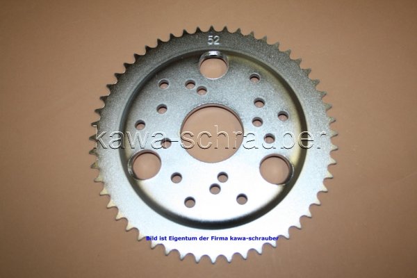 Kettenblatt / Ritzel hinten 52 Zähne Derbi 50 Feenex Bj. 1996-1999 (geänderte Übersetzung)