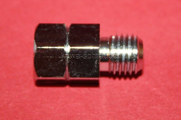 Spiegeladapter silber von Loch M8 Rechtsgewinde auf Bolzen M10 Linksgewinde