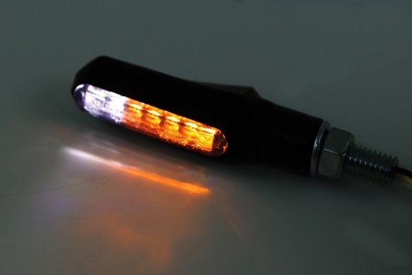 Paar universal LED Mini Blinker Klarglas mit Positionslicht weiß E-geprüft von SHIN YO