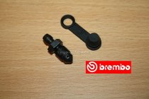 Entlüfterschraube Entlüfternippel Bremse BREMBO 05.33.8760 M10 x 1, 15mm, schwarz, inkl. Gummikappe mit Lasche, für z.B. P4 30/34C Vierkolbenzange mit 40mm Lochabstand