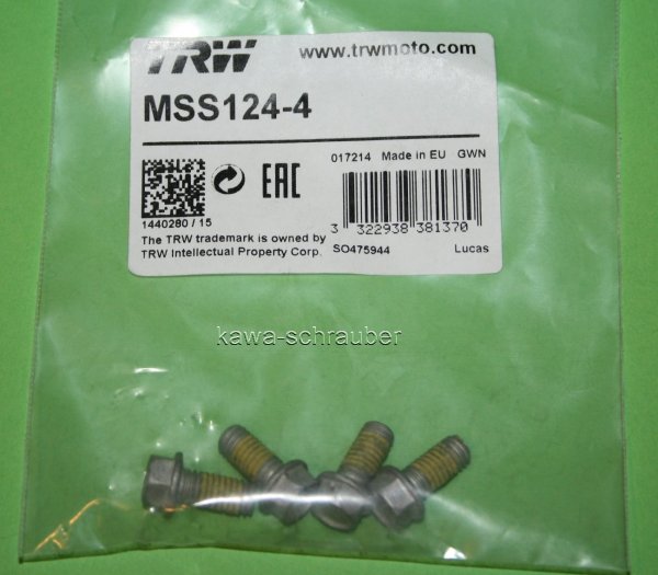 MSS124-4 Schraube Bremsscheibe Befestigungsschraube 4 Stück M6x1 13mm