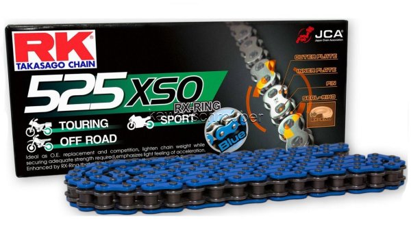 RK chain Antriebskette Kette 525XSO X-Ring Motorradkette blau