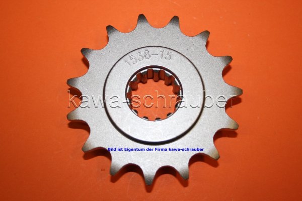 Ritzel vorne 15 Zähne Kawasaki Z750 neue Version ab Bj. 2004 (Standard Übersetzung)