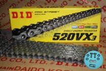 DID Antriebskette Kette 520VX3 X-Ring Profi-Motorradkette schwarz mit Clipschloß Bügelschloß