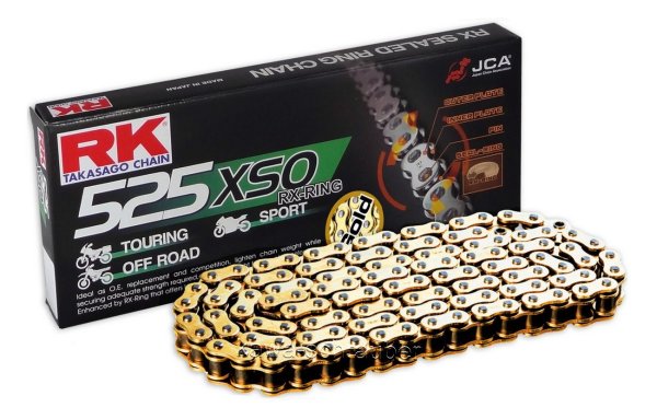 RK chain Antriebskette Kette 525XSO X-Ring Motorradkette gold