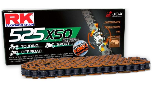 RK chain Antriebskette Kette 525XSO X-Ring Motorradkette orange