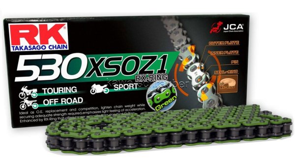 RK chain Kette 530XSOZ1 530XSO X-Ring Motorradkette Farbe grün