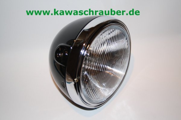 Scheinwerfer Motorrad Oldtimer H4 Umbau schwarz rund 210 x 150 mm