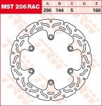 166/144/296 MST206RAC Bremsscheibe von TRW mit ABE