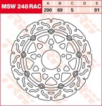 91/69/290 MSW248RAC Bremsscheibe von TRW mit ABE